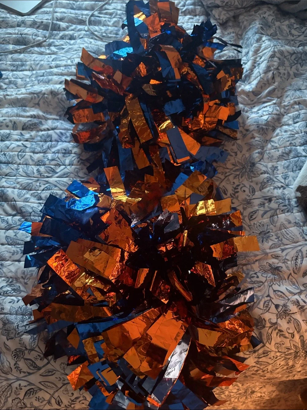 University of Florida Metallic Blue & Orange Pom Poms - Cheerleading Party Pom